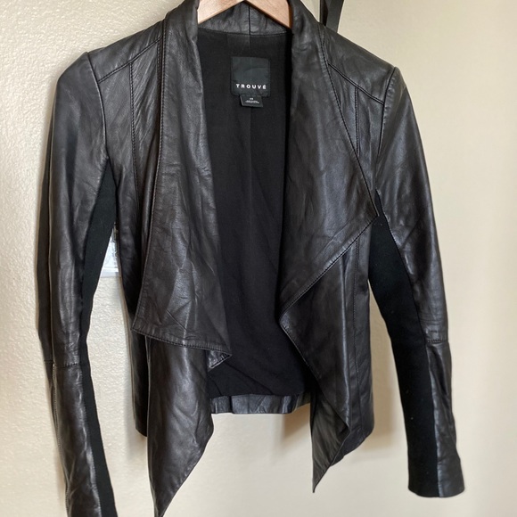 TROUVE ASYMMETRICAL LEATHER JACKET - Picture 3 of 4